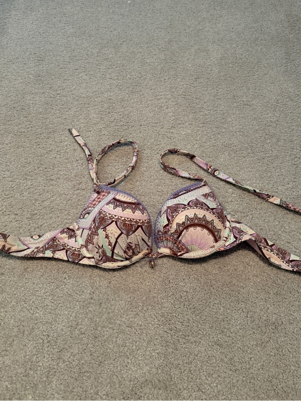 Victoria's Secret Purple and Pink Paisley Underwire Bikini Top